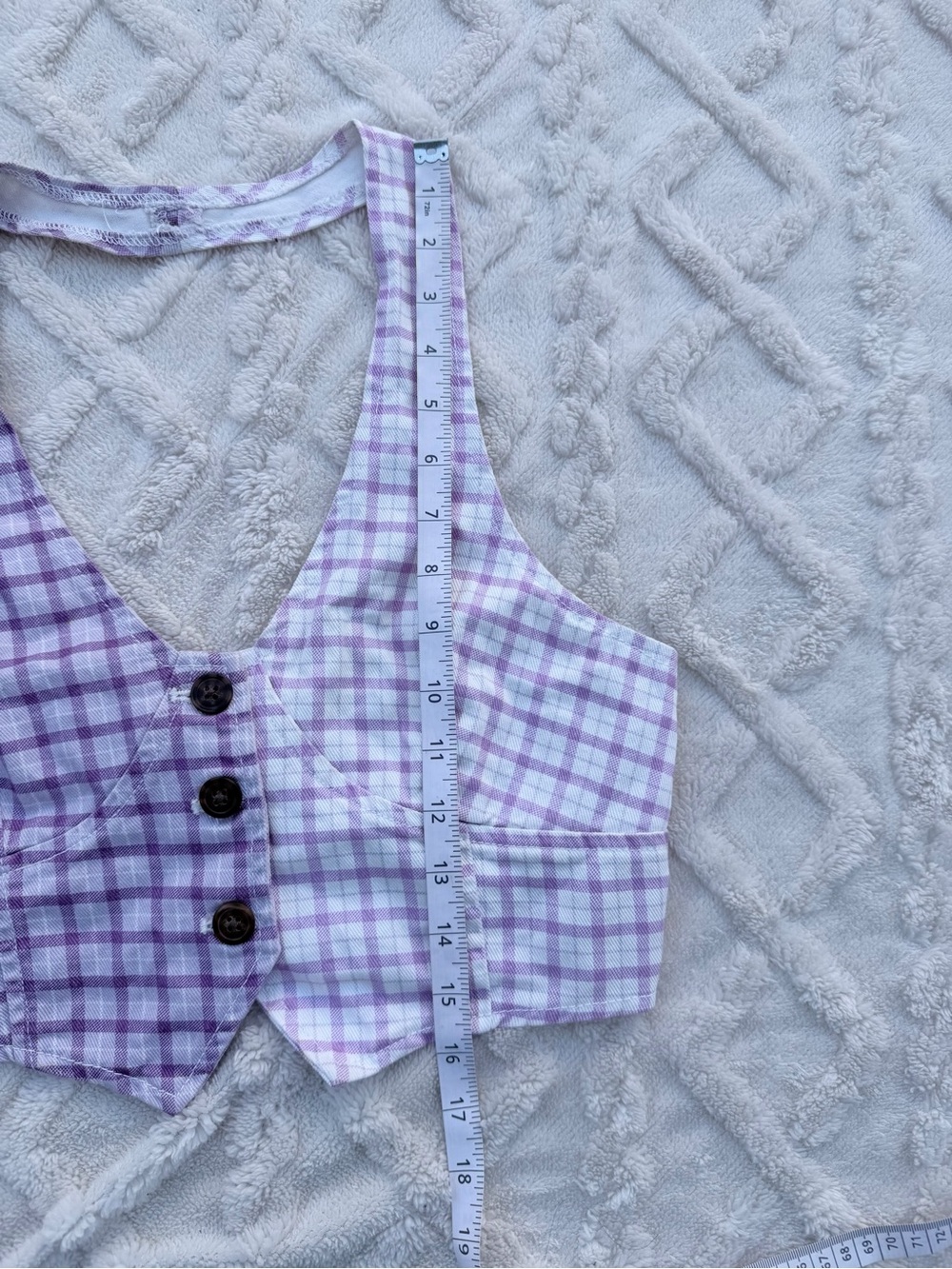 Plaid Halter Top with Buttons - Picture 7 of 7